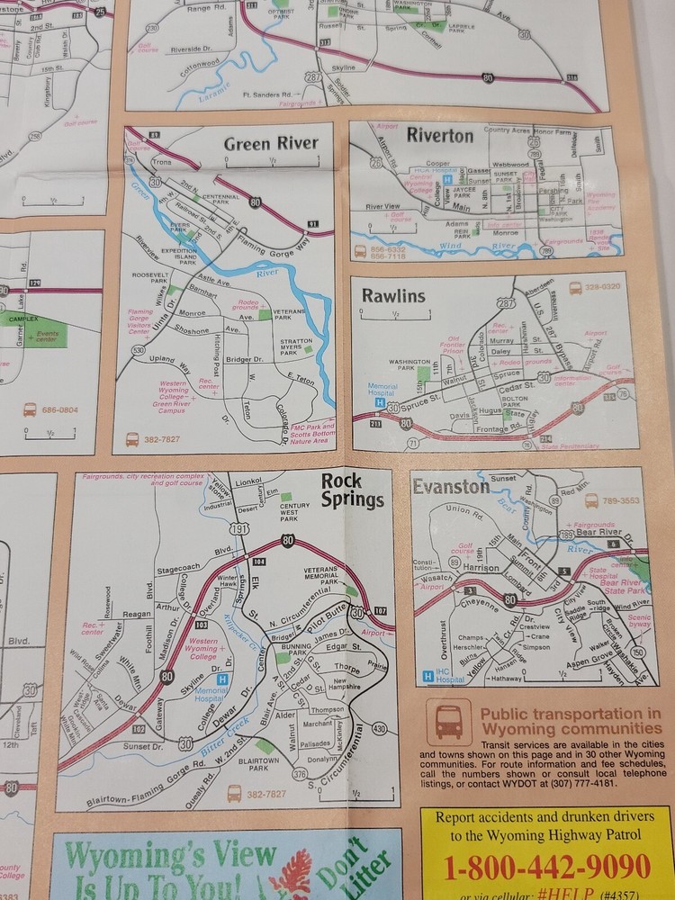 Wyoming Highway Foldable Map Travel planning