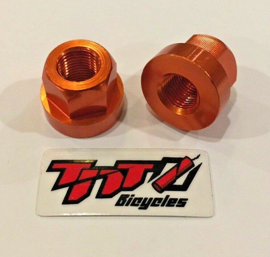 TNT BICYCLES - ALUMINUM AXLE NUTS - 3/8" x 26tpi - SOLD AS PAIR (2pcs)