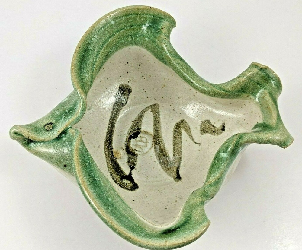 Studio Art Pottery Fish Shaped Bowl Glazed Signed