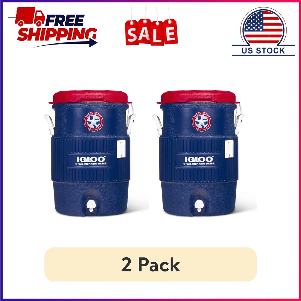 (2 pack) Igloo 5 Gallon Heavy-Duty Beverage Cooler, Blue