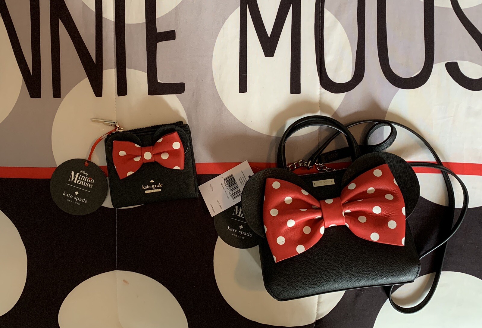 KATE SPADE DISNEY MINNIE MOUSE MINI MAISE CROSSBODY & ADALYN BIFOLD WALLET NWT