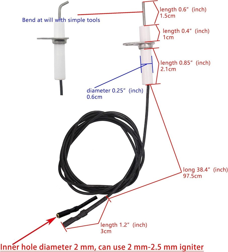 "Grill Ignitor Igniter Wire Ceramic Electrode Spark Plug Ignition for Gas Burner