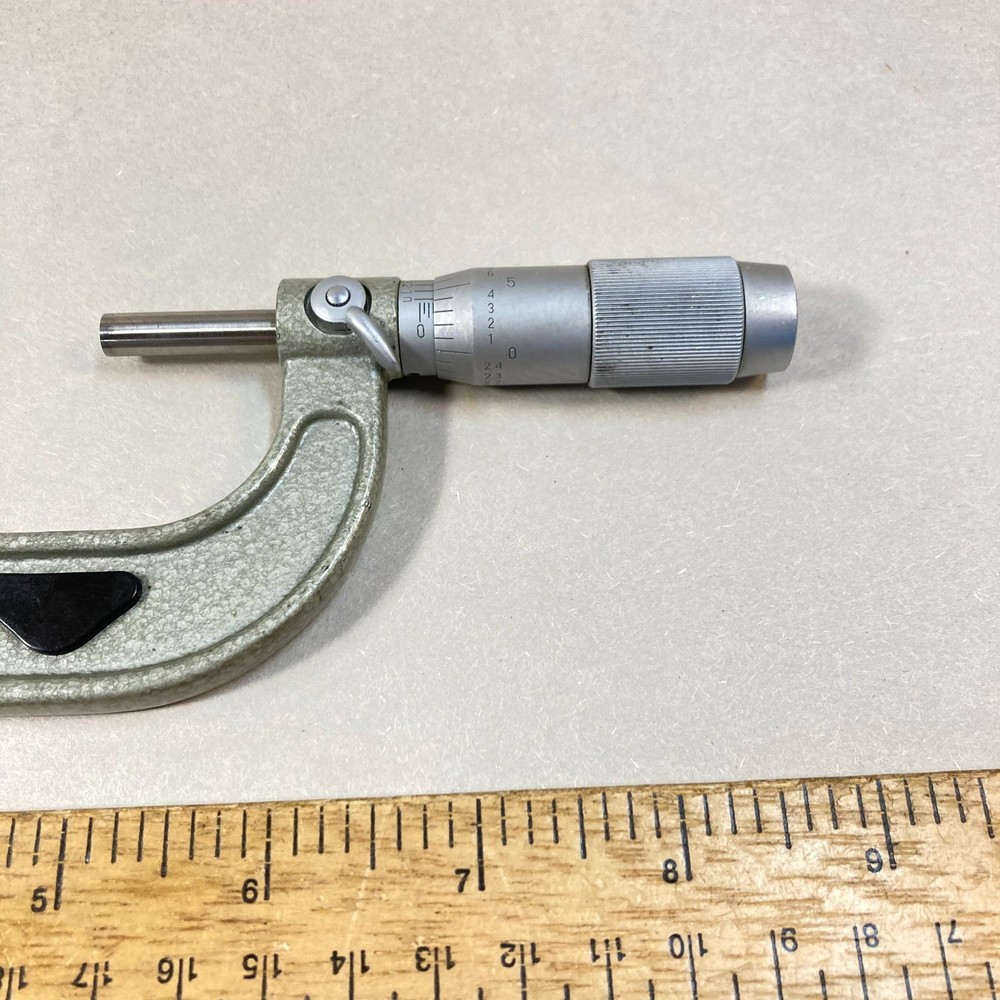 Vintage 1"-2" Outside Micrometer .0001" Solid Frame Carbide Tip