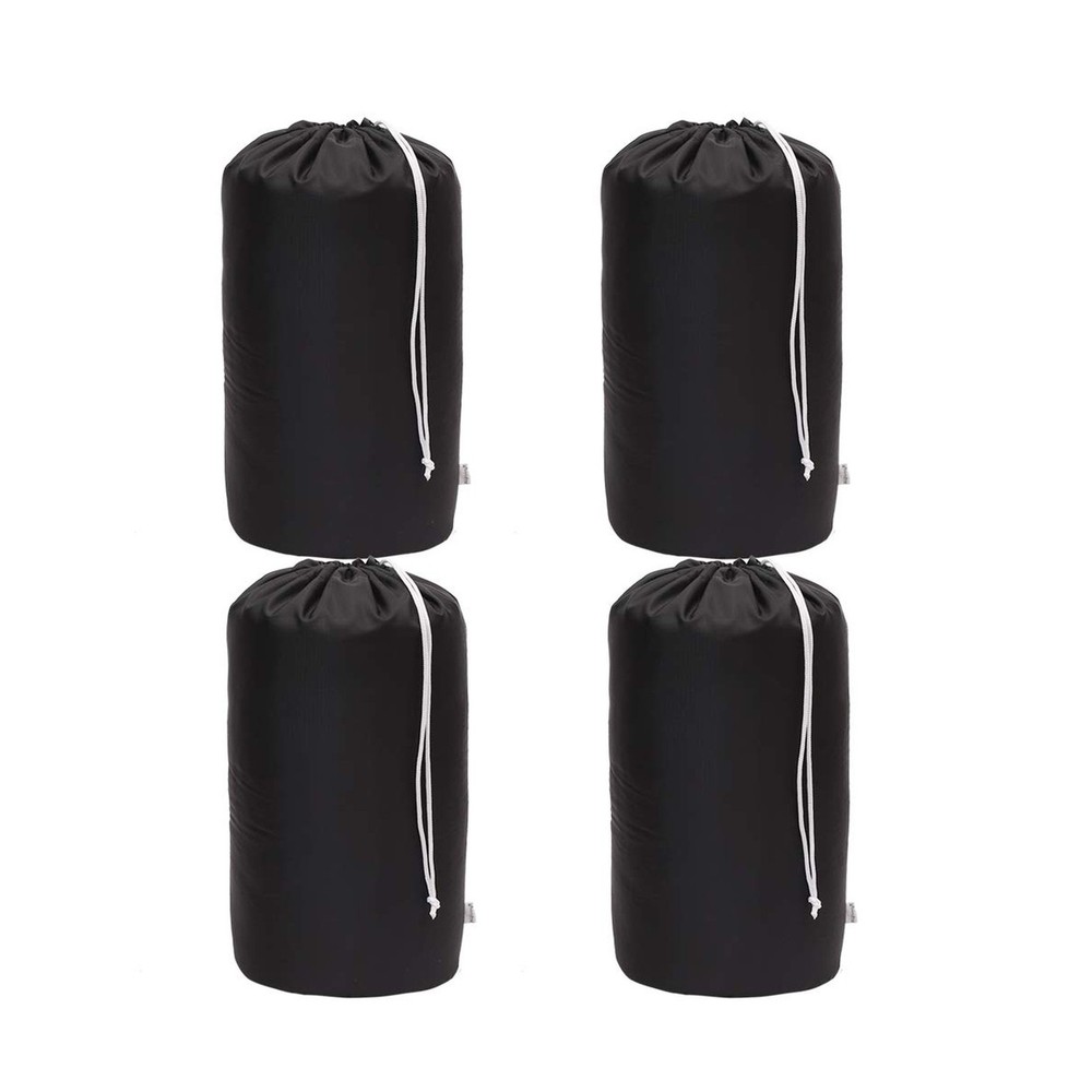 Durable Drawstring Water Resistant Dust Flap Stuff Sack Bag 4-Pack Black Large