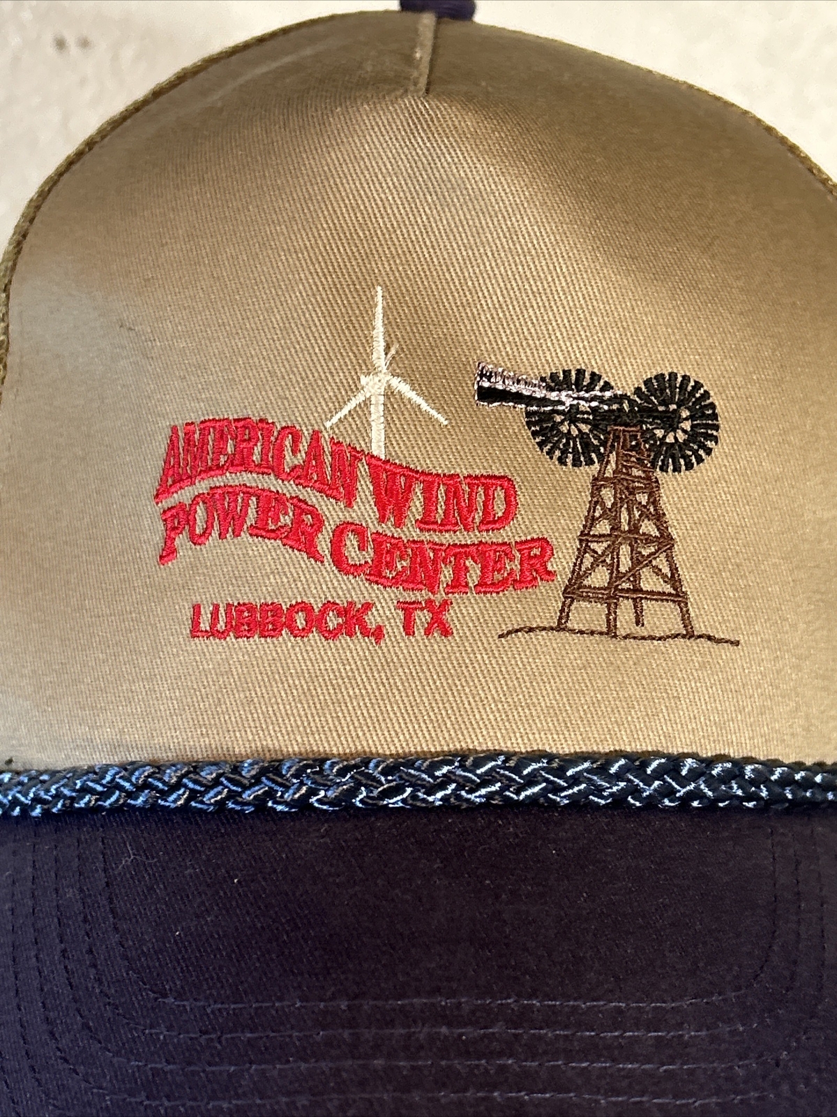 American Wind Power Center Lubbock, TX Rope Accent OSFM Embroidered Tan Cap Hat
