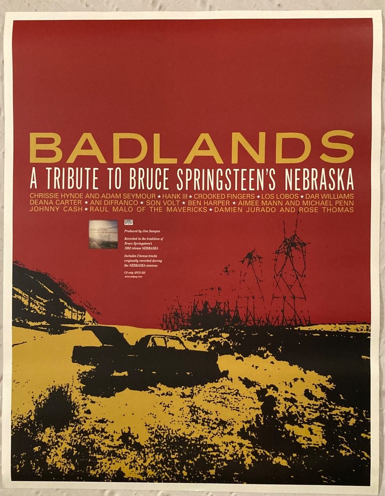 Badlands Tribute To Bruce Springsteen Nebraska 2000 Promo Poster Sub Pop Records
