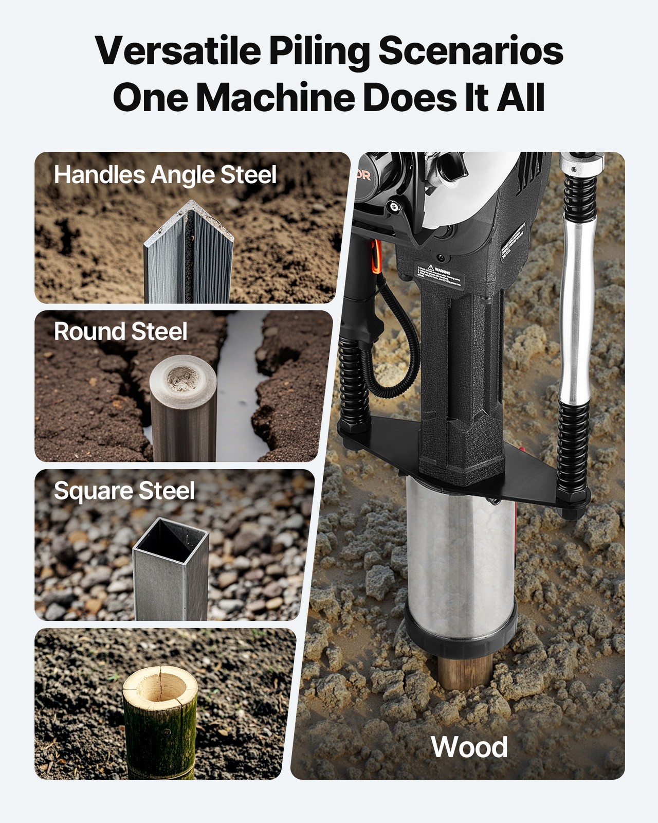 VEVOR Gas Powered T Post Driver 4 Stroke Engine Heavy Duty Fence Pounder