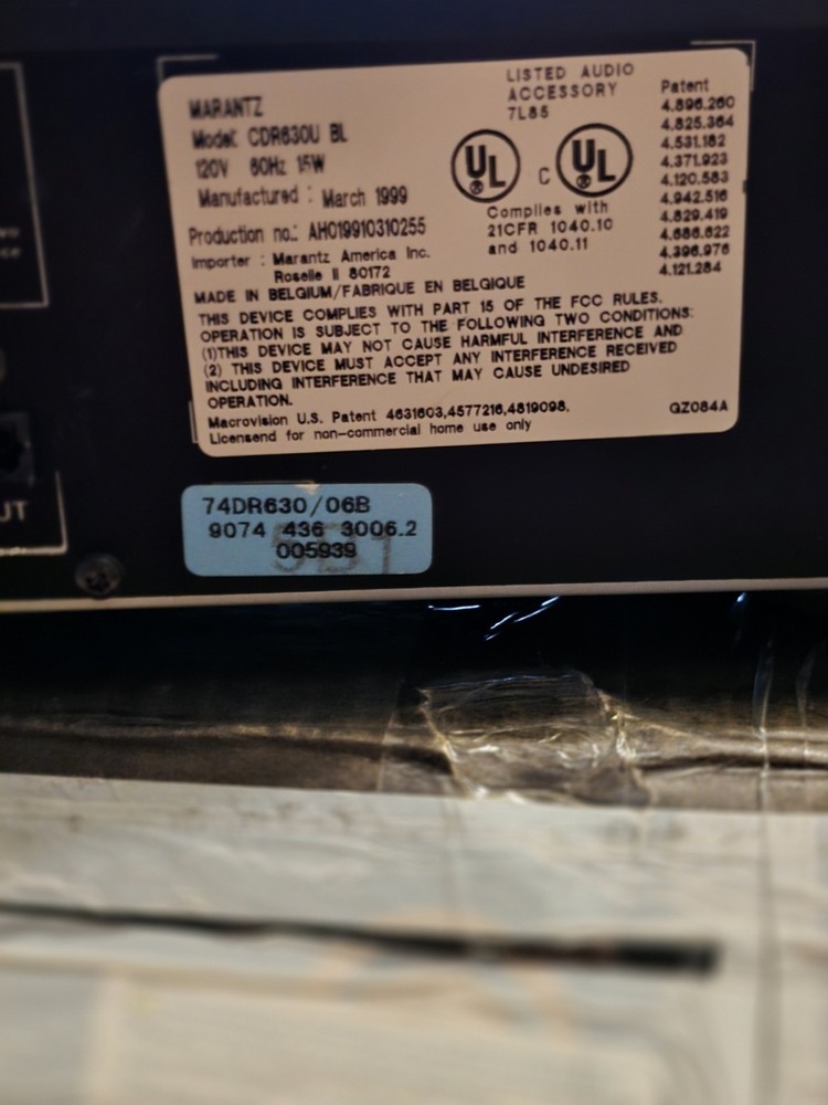 Marantz Professional Compact Disc/CD Recorder Model:CDR630U