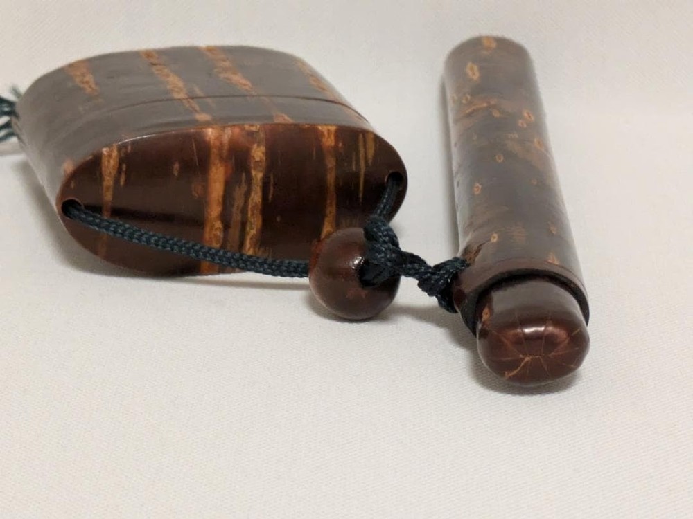 Cherry bark netsuke tobacco holder, date unknown, cigarette case