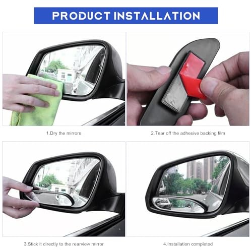 2 PCS Blind Spot Mirror, Adjustable Wide Angle Convex Side Framed Medium