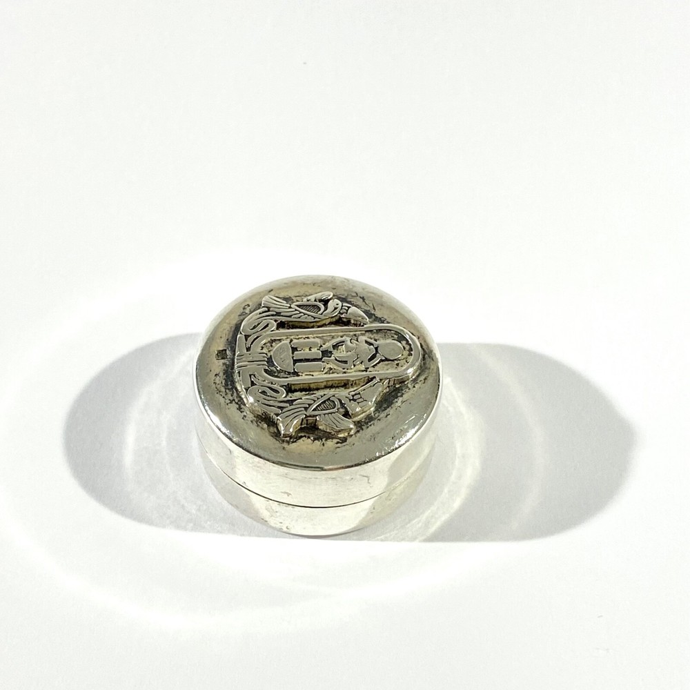 Vintage Solid Silver Egyptian Pill Box , Hallmarked