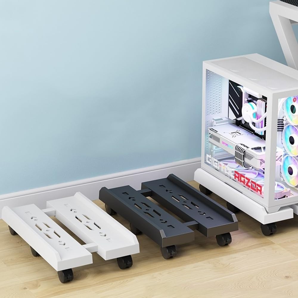 Adjustable Mobile CPU Stand, Ventilated Computer Tower Stand PC Black