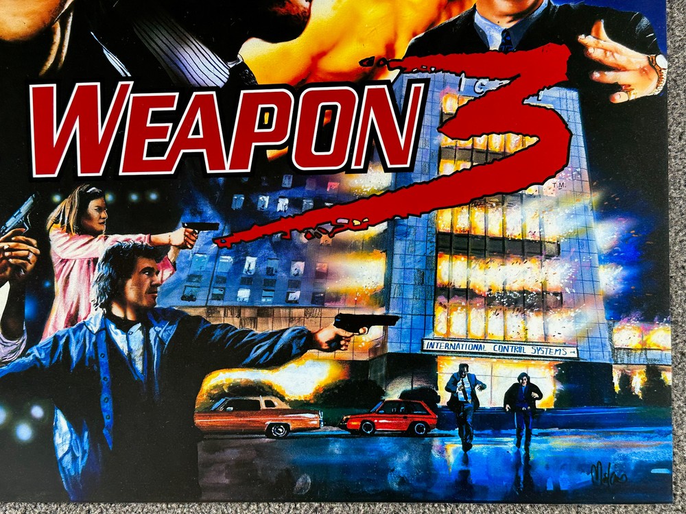 Data East Lethal Weapon 3 Pinball Machine Game Backglass Translite ORIGINAL NOS