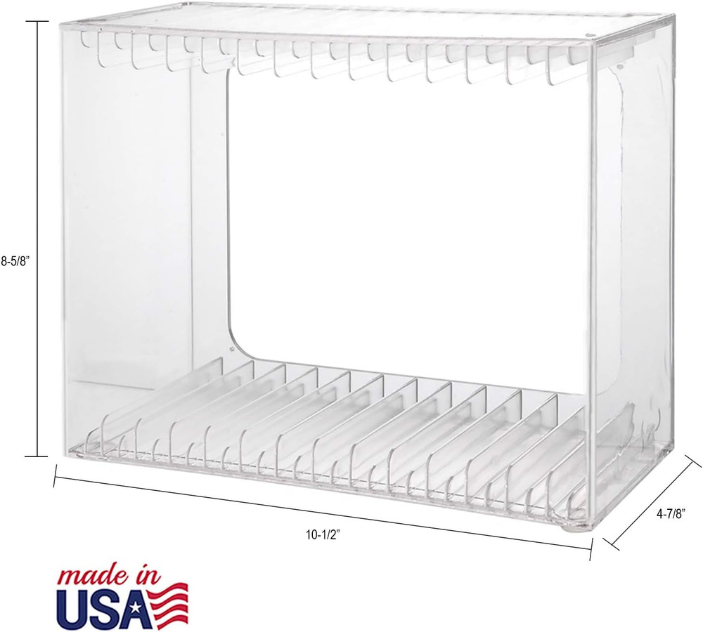 Stackable Clear Plastic DVD Organizer with Rubber Feet | Rectangular Holder Perf