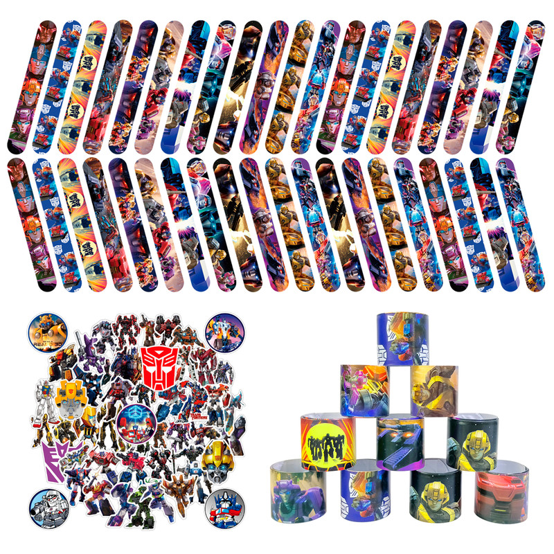 Transformers Slap Bracelets Kids Wrist Slap Bands Party Bag Filler Gift Sticker