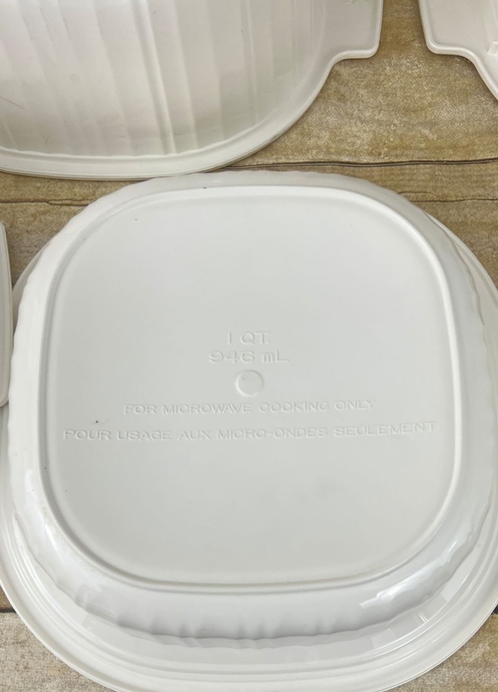 Rubbermaid Microwave Cookware 8 Piece Set Tan Space Saving Stackable Vintage