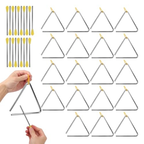 20 PCS 6 Inch Triangle Musical Percussion Instruments, Triangle Instrument