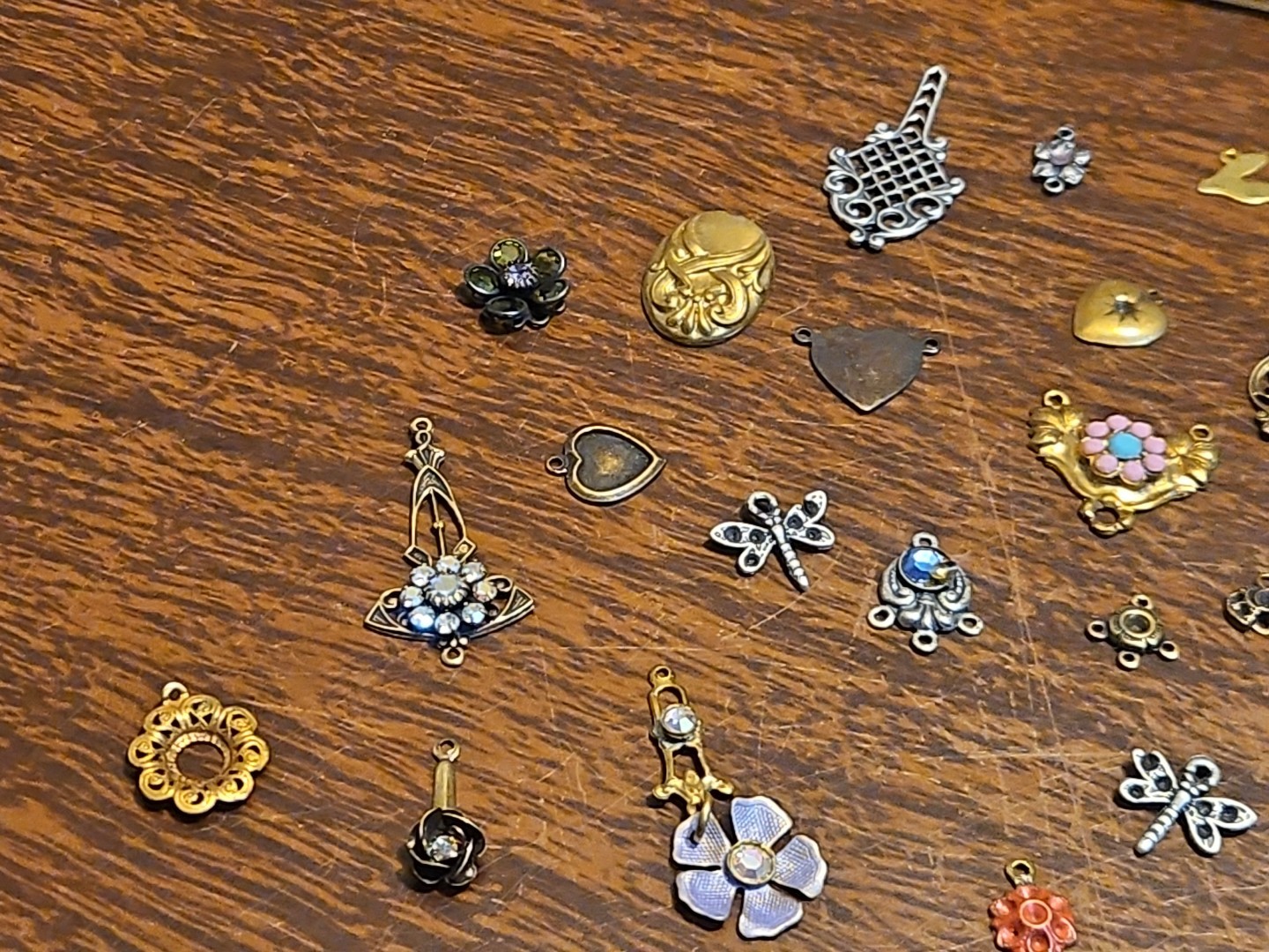 Lot Of 50 Mixed Parts Pcs France Vintage 60s Brass Stampings Findings Jewelry 23