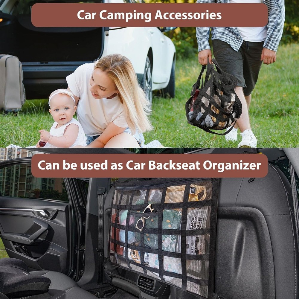 Double-Layer Car Ceiling Cargo Net Pocket - 31.5x21.6 Inches Storage Solution