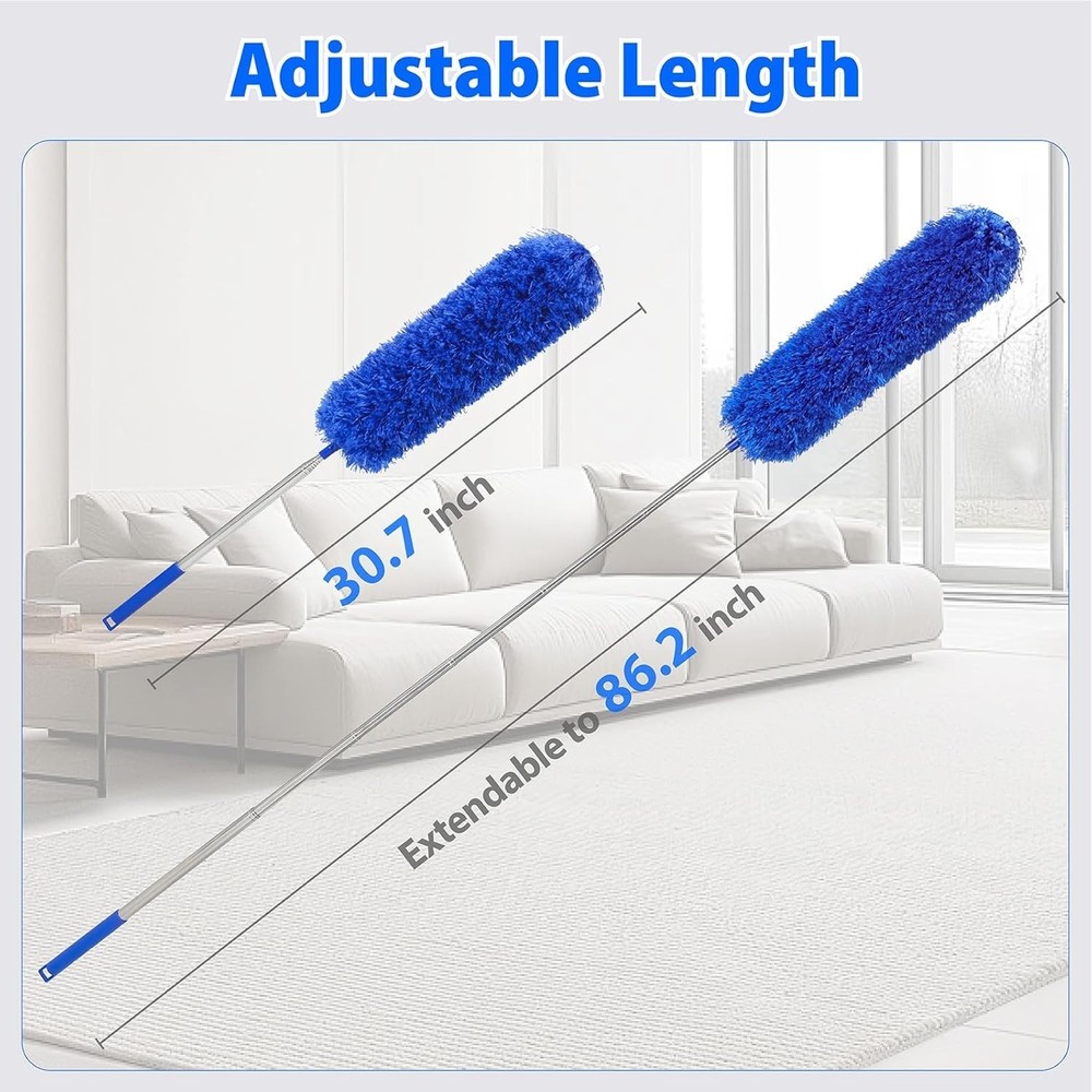 Duster with 80" Extension Pole for Cleaning, Bendable Duster Microfiber Head,...