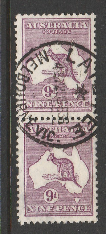 KANGAROO SMW 9d DULL VIOLET "DIE 2B PAIR" FINE USED