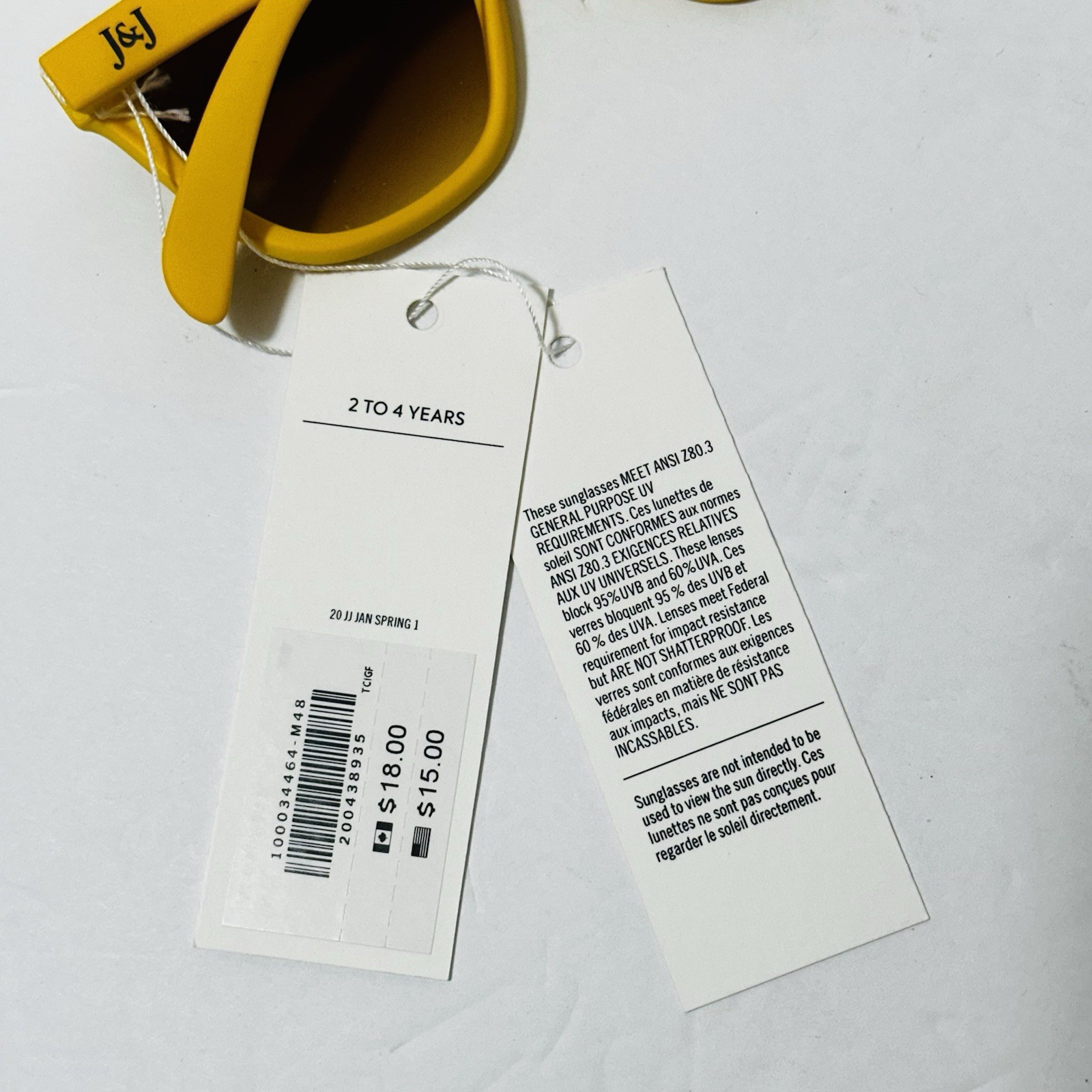 NEW Janie and Jack Yellow Unisex Sunglasses 2-4 years