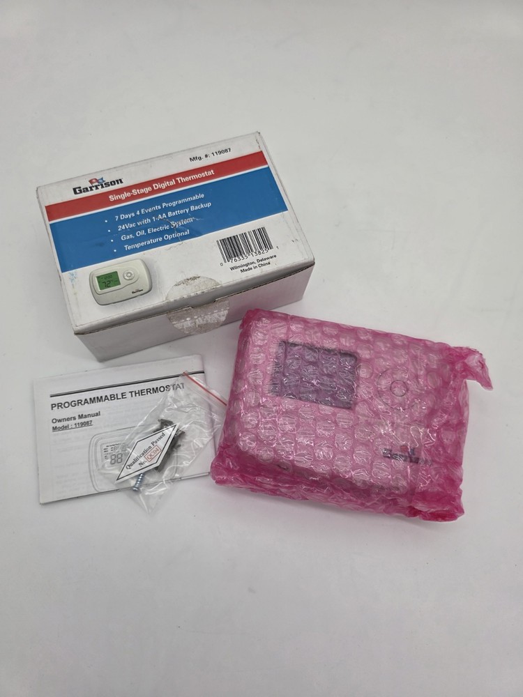 Garrison 119087 Single‑Stage Programmable Digital Thermostat – New Open Box