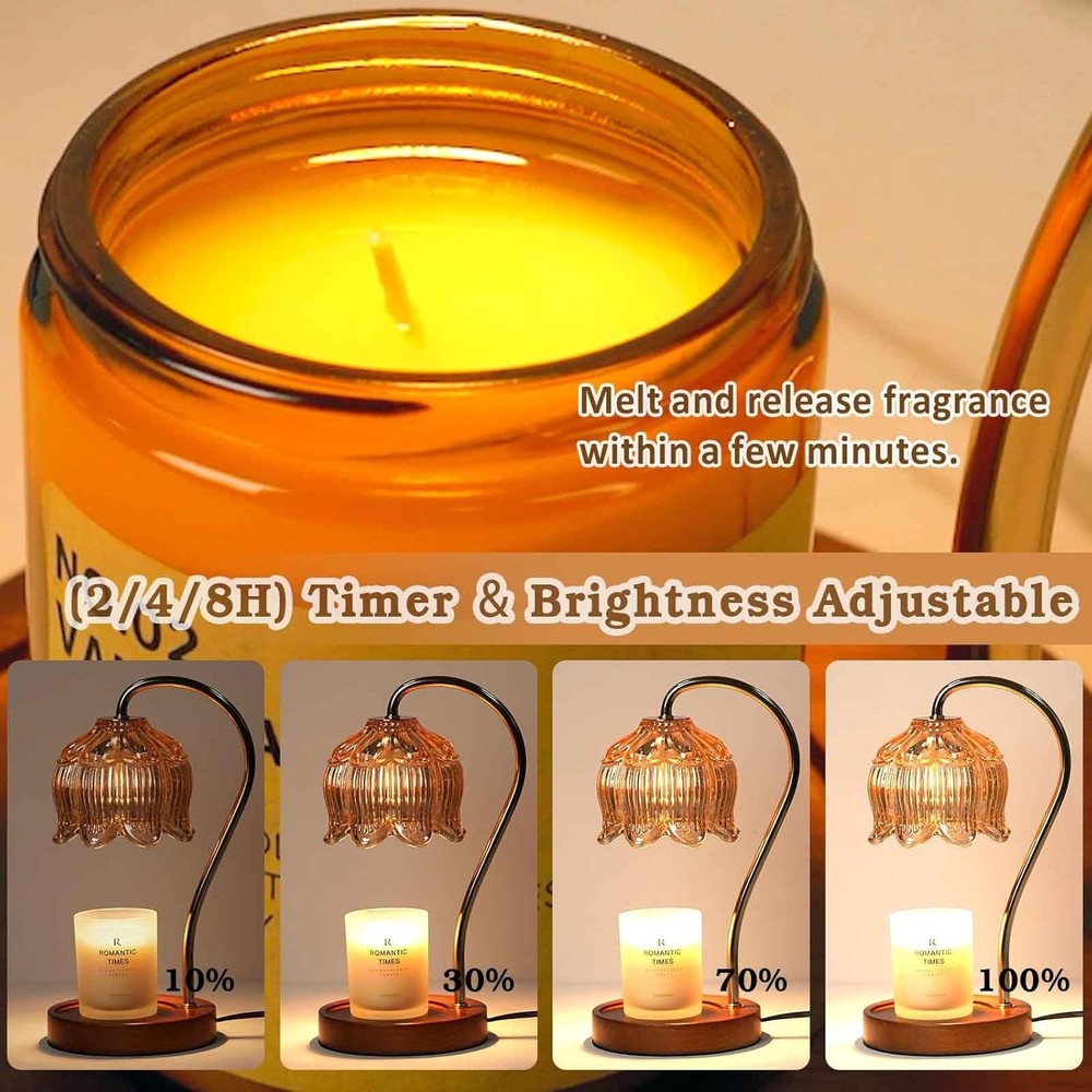 Flower Candle Warmer Lamp with Timer, Dimmable Warmer,