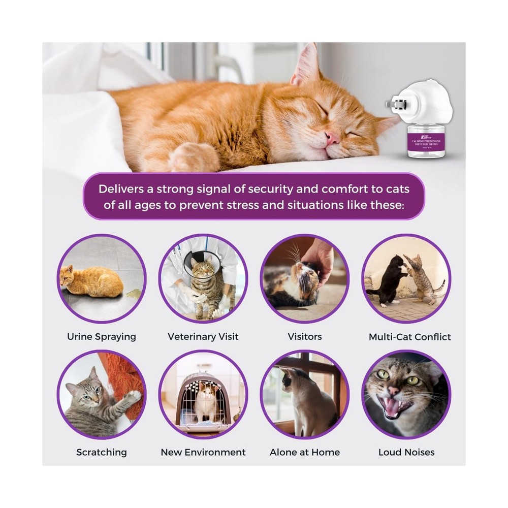 Cat Pheromone Diffuser Refill (Compatible with All Common Diffuser Heads) - 4...