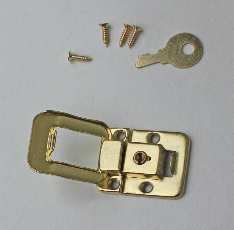 Replacement Brass Latch with Key & Screws for Wood Display Case