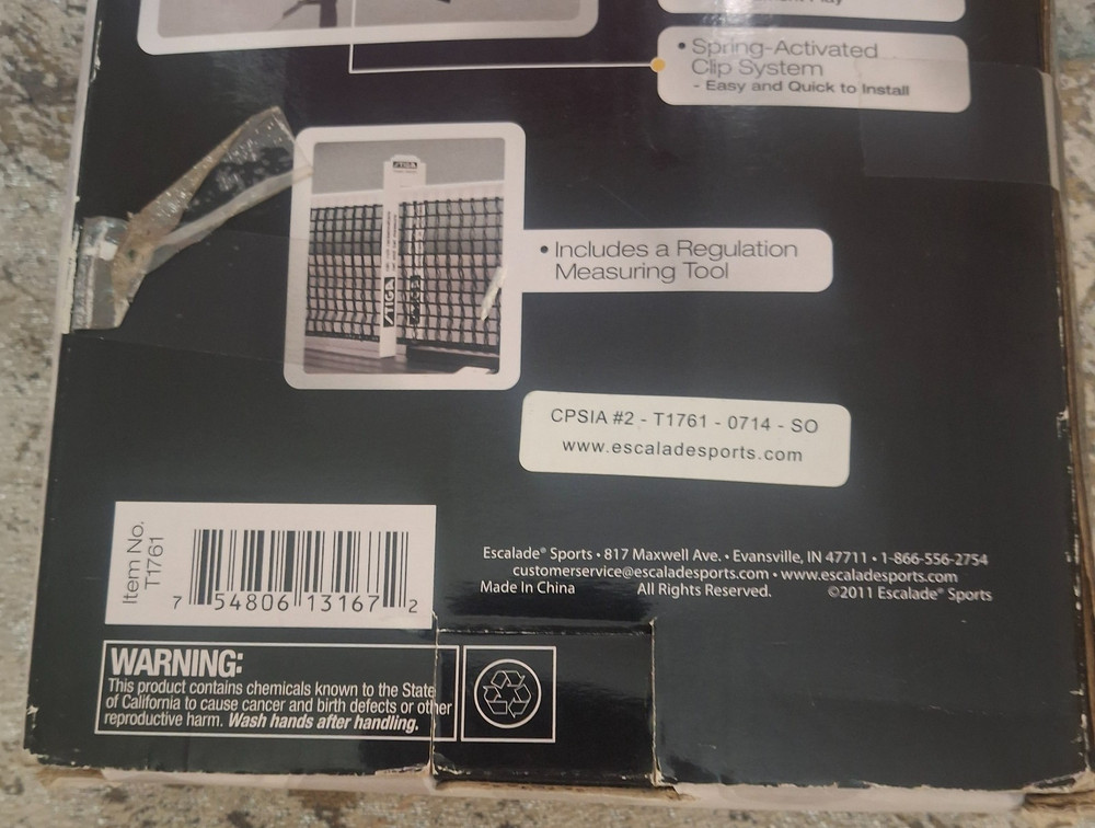 Stiga MasterSeries Tournament Clipper 72" Net & Post Set *Missing Bracket*