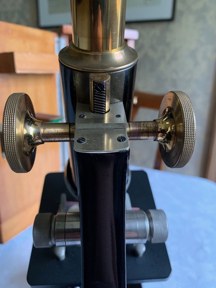 Antique C. Baker - Brass Monocular Microscope - circa 1920s, Cased