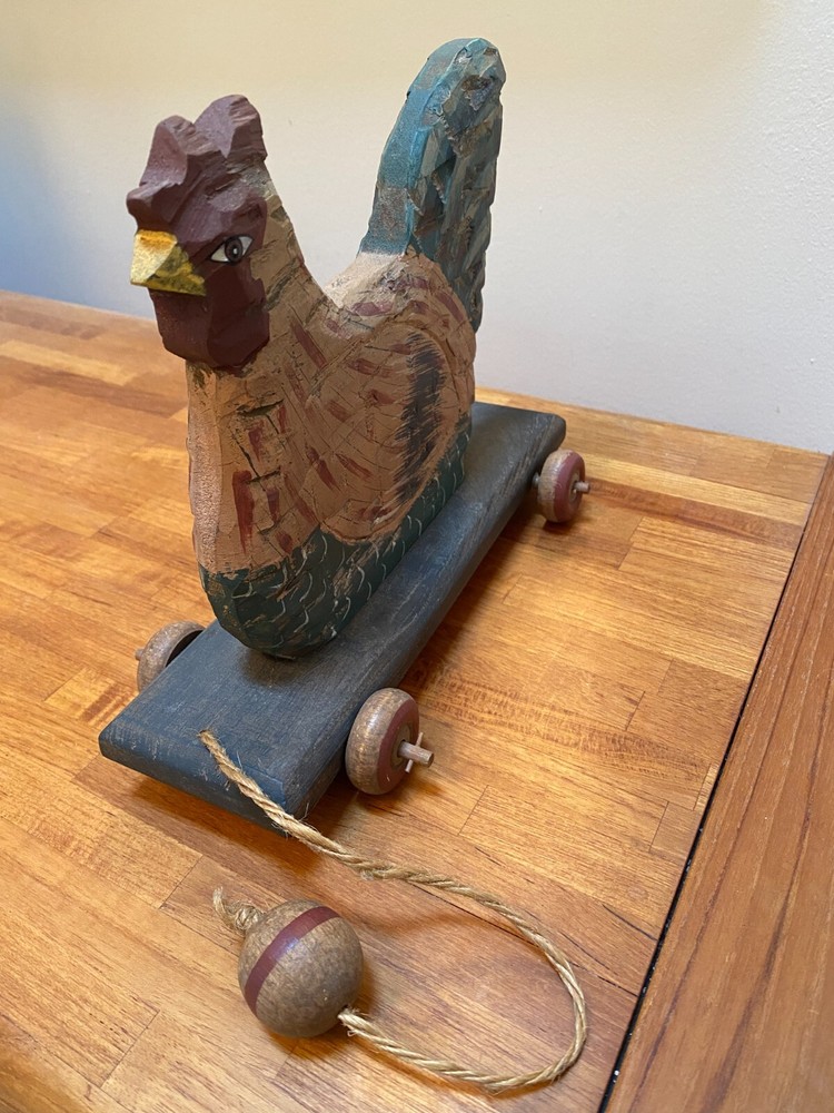 Vintage Wooden Chicken Pull Toy