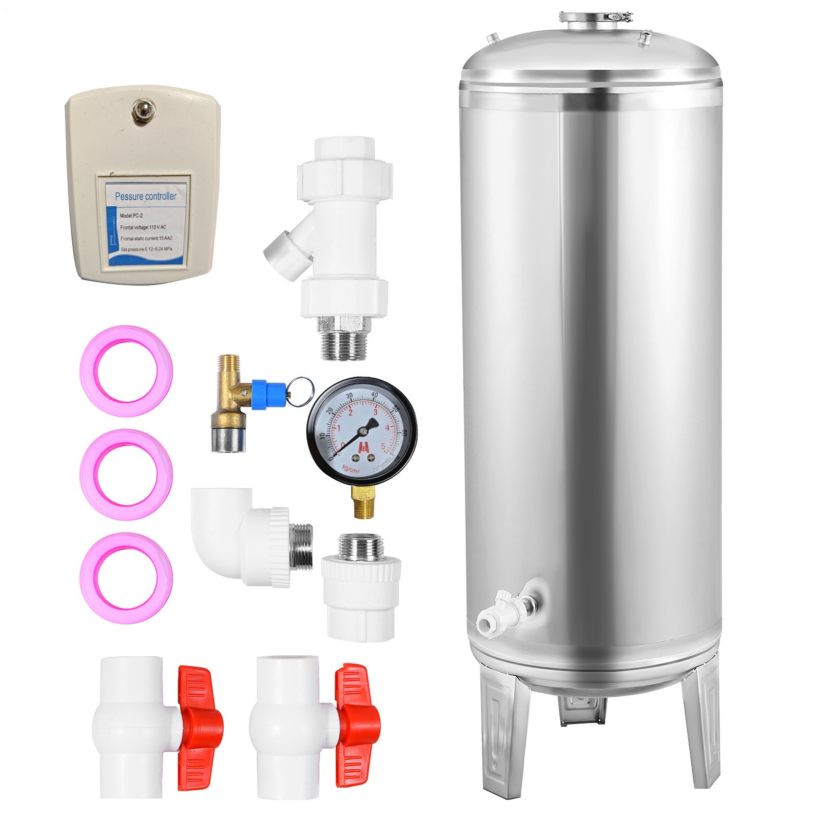 26.4-66 Gal Pressurized Well Tank Stainless Steel Water Pressure Tank For Well