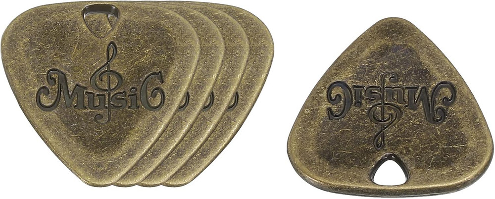 Guitar Picks 2mm Thickness Metal Bronze for Guitar Musical Instrument Pack of 5