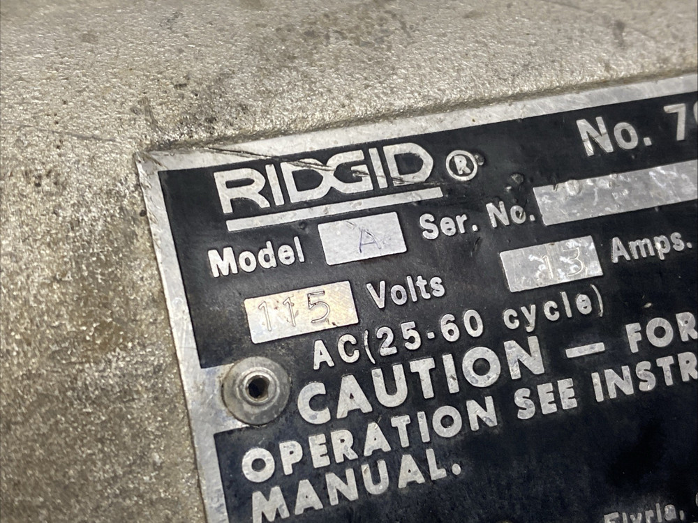 Ridgid No 700 Model A Electric Pipe Threader Machine Portable Works!