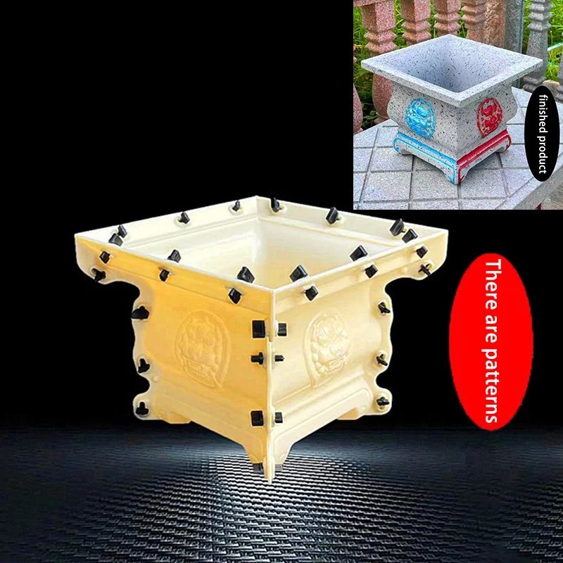 Concrete Outdoor Planter Plastic Mold Square Vase Flower Pots Casting DIY Moulds