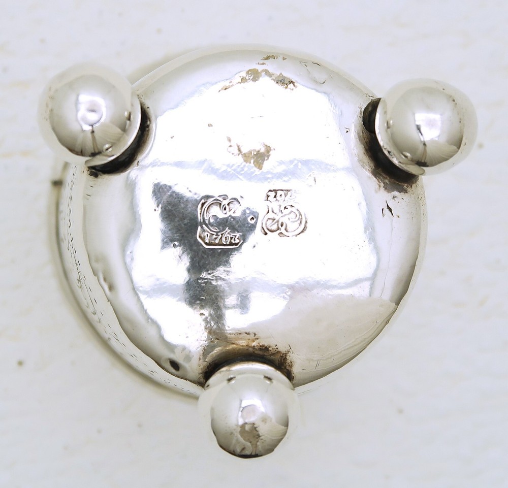 Trondheim Norway Solid Silver Cup Three Ball Feet Marked CR Dated 1762
