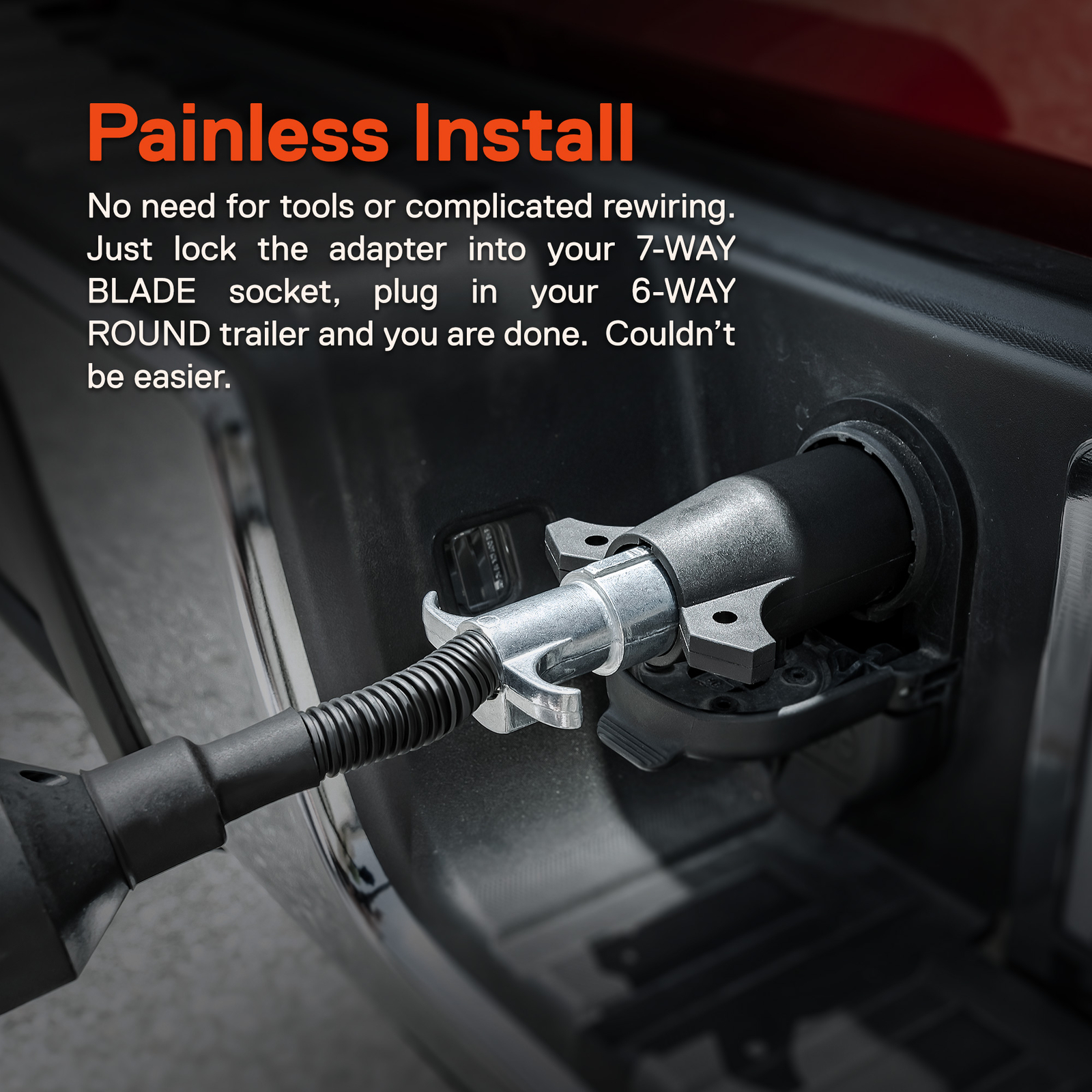 7 Pin Blade to 6 Pin Round Trailer Adapter Wiring Plug For RV Tow Truck Lights