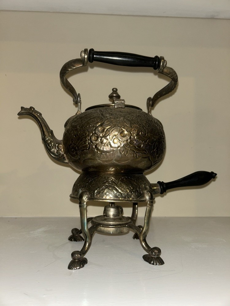 Silver Plated Teapot On Stand With Burner