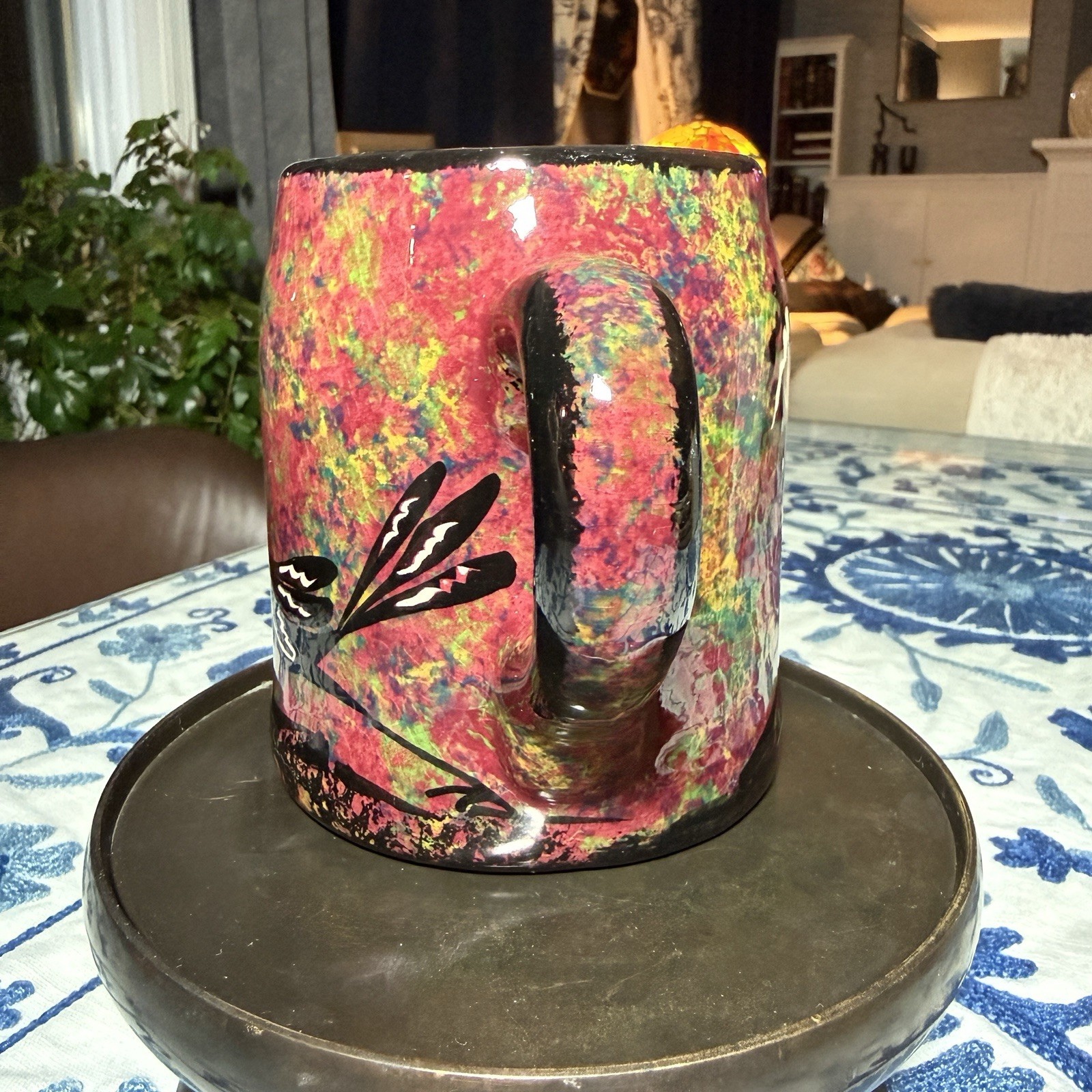 Signed Mana Pottery Coffee Cup Mug Road Runner Vase Bird San Pedro Arizona VTG