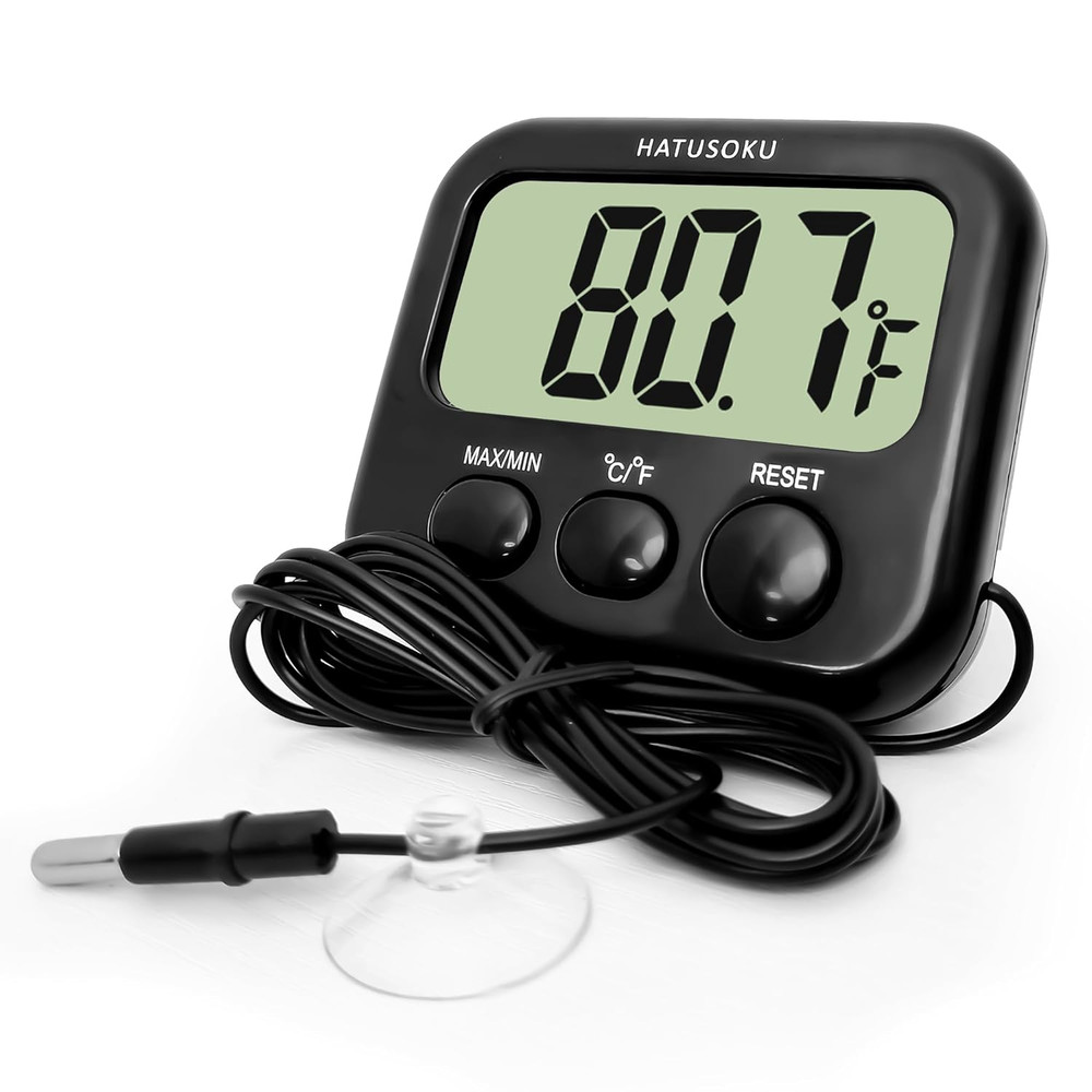 Digital Thermometer with External Sensor, Magnet, Suction Cup, Water Thermometer