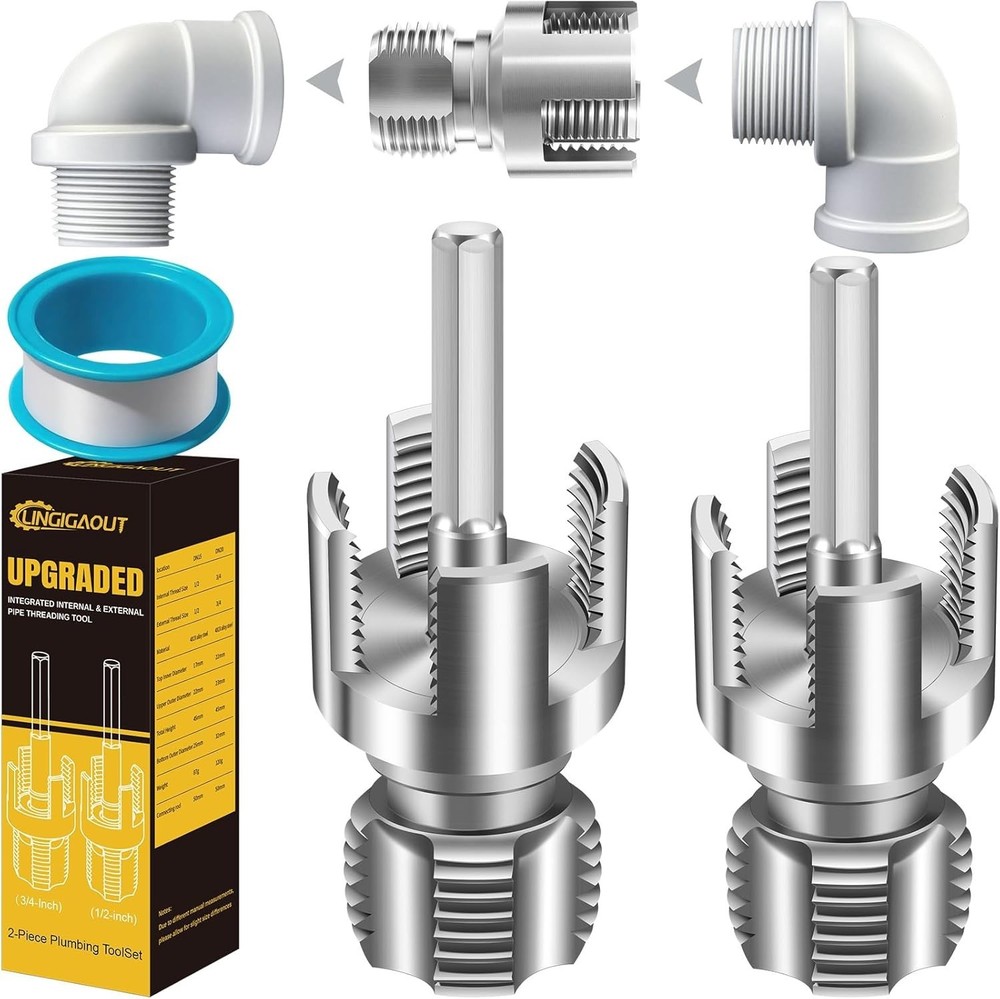 Efficient Electric Drill-Compatible Pipe Threader: 1/2'' & 3/4'' Integrated Set