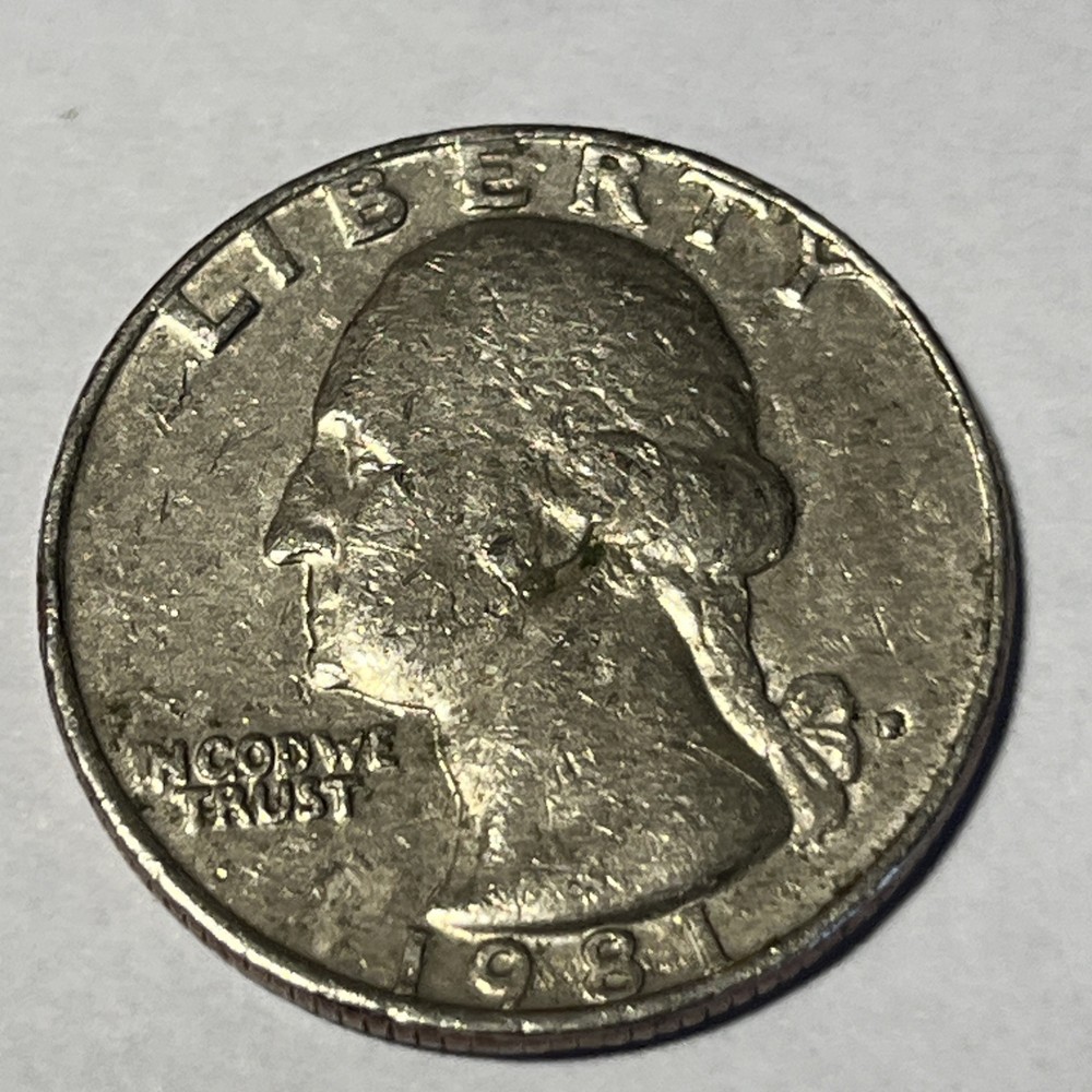1981 P Washington Quarter Errors Strike Though Grease Unreadable Mint Mark #2