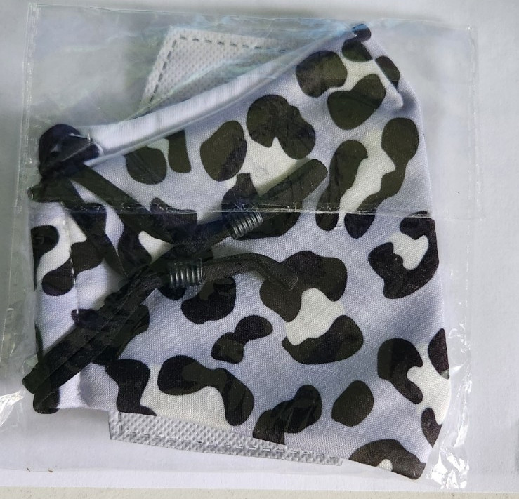 Gray Cheetah Print Face Mask Lined Includes One PM2.5 Filter