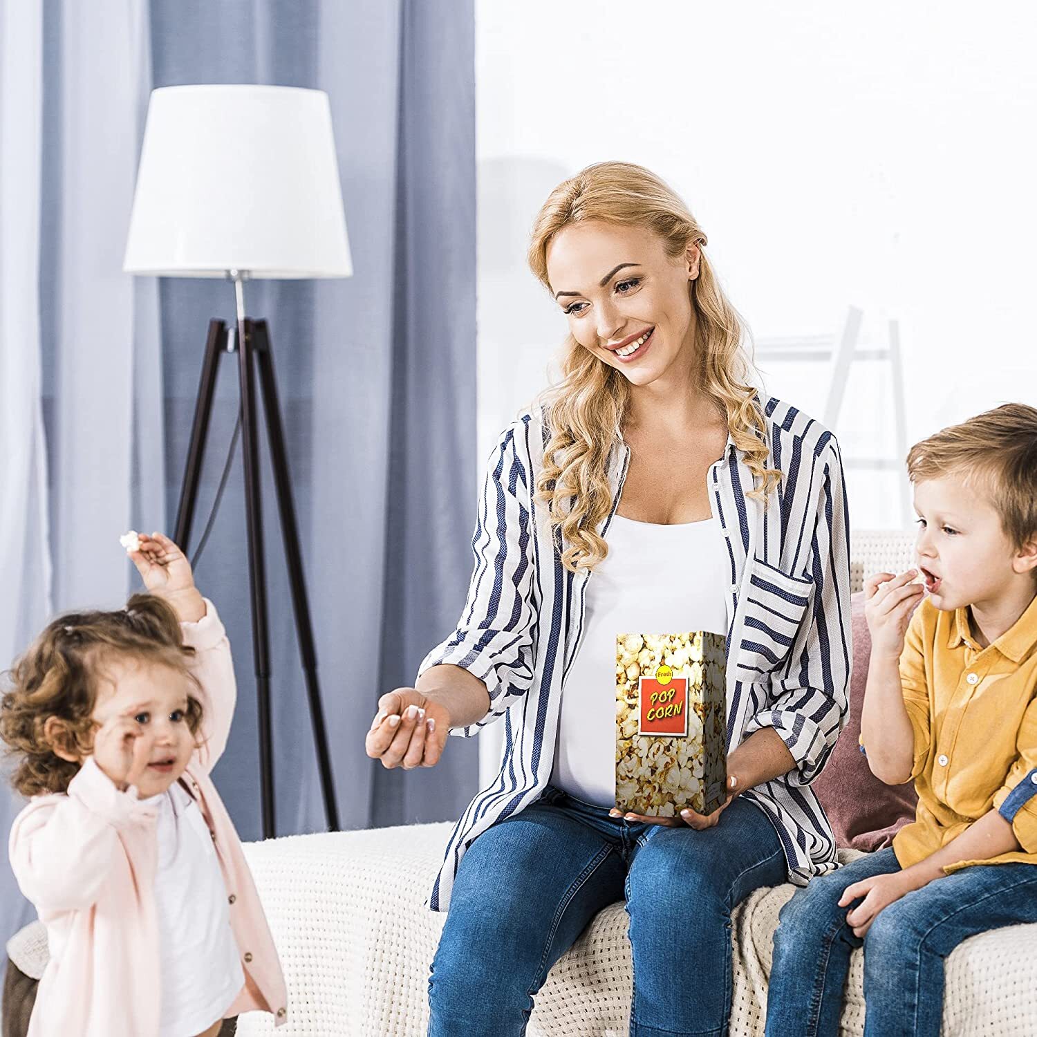 MT Products Popcorn Bags - 46 oz Popcorn Holders with Flat Bottom - Pack of 50