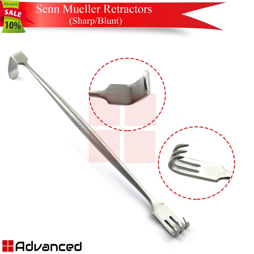Senn Mueller Retractor Set Double Ended Sharp/Blunt for Soft Tissue Retraction