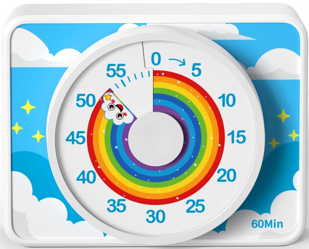 Visual Timer for Kids Rainbow 60 Min Countdown Tool for School Office Kitchen