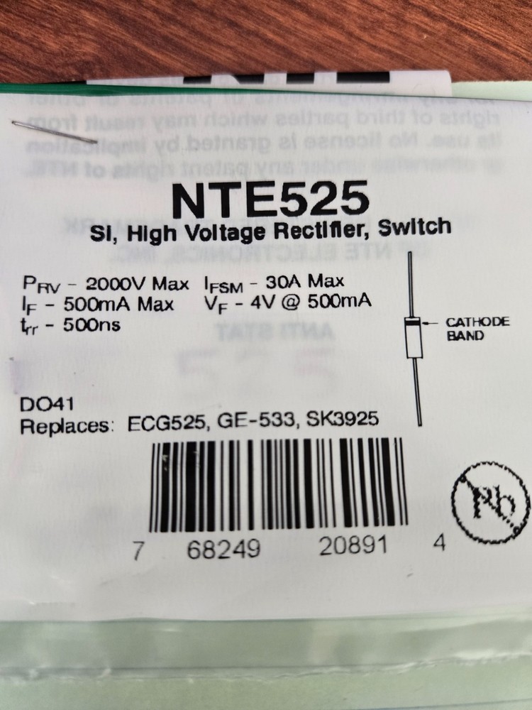 NTE525 SI, High Voltage Rectifier, Switch