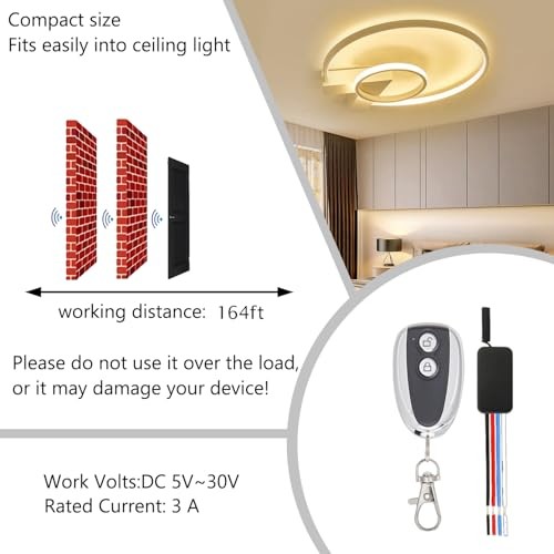 12V 3A Wireless Remote Switch Remote Light Switch 164-Foot Wireless
